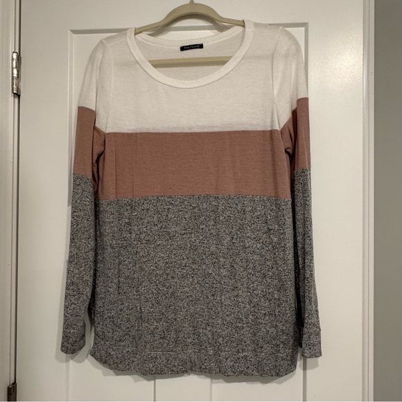 Pink Clover Tops - Pink Clover brand | White, Pink and Gray Colorblock Top